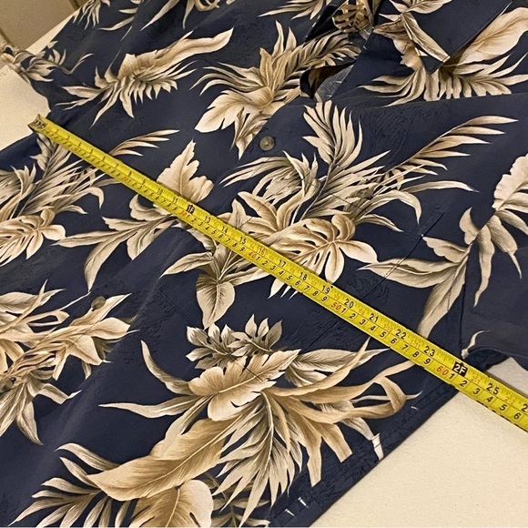 Vintage Hawaiian Shirt Mens Medium M Blue Floral All Over Print 90s Aloha Beach - Picture 11 of 12